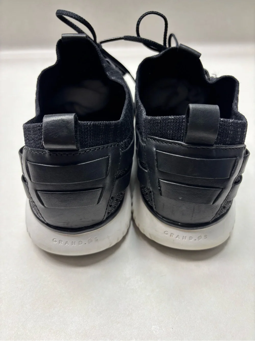 Cole Haan Men's Black Knit Lace-Up Sneakers with White Sole Grandpro OS